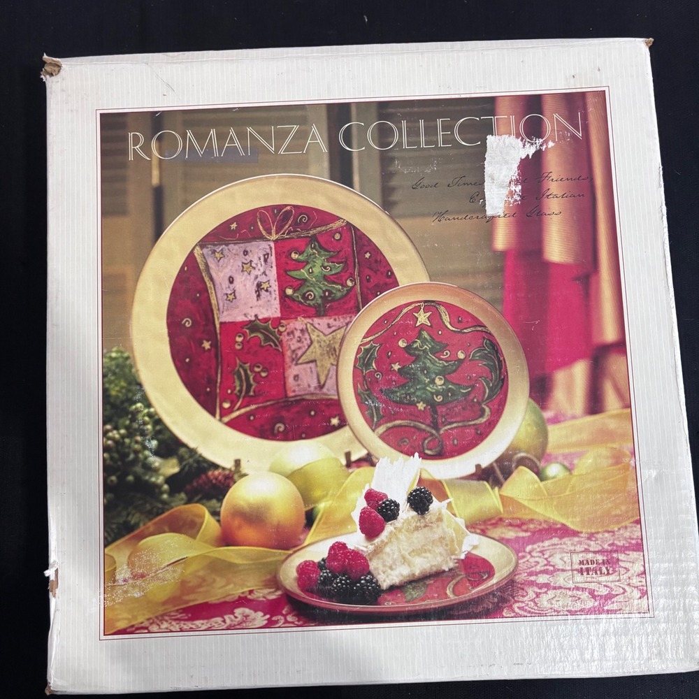 Romanza Collection Holiday Series Italian Glass Platter/Dessert Plate Set 3pc